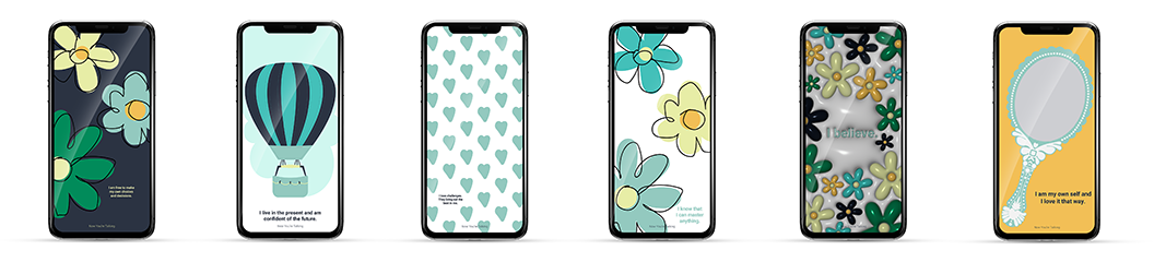 6 affirmation designs mockup on an iphone